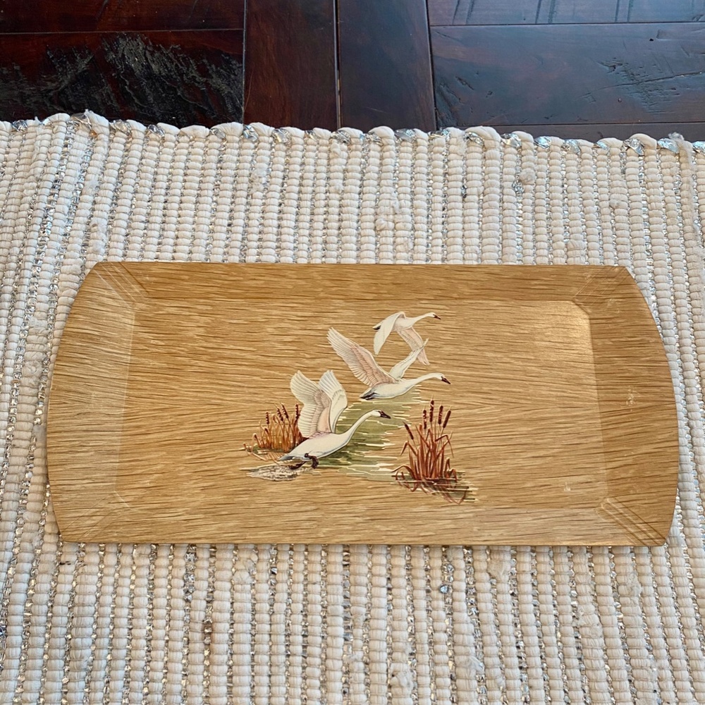 Set of 8 Vintage Coronet Serving Trays Geese Print